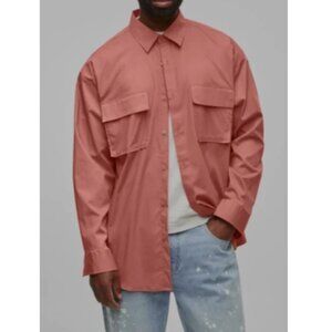 Mode of One Men's Long Sleeve Button Front Utility Shirt Sunbaked Clay Size XXL